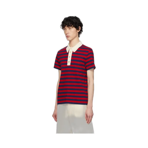 Valentino Striped Button Detailed Polo Shirt