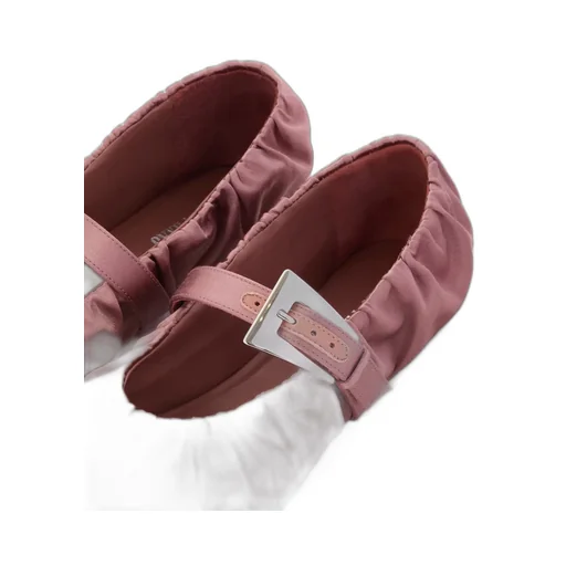 Paris Texas Sveva Plisse Buckle Ballet Flats