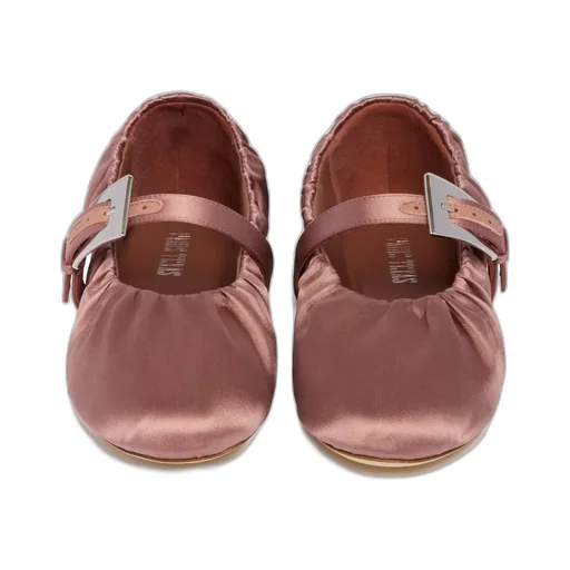 Paris Texas Sveva Plisse Buckle Ballet Flats
