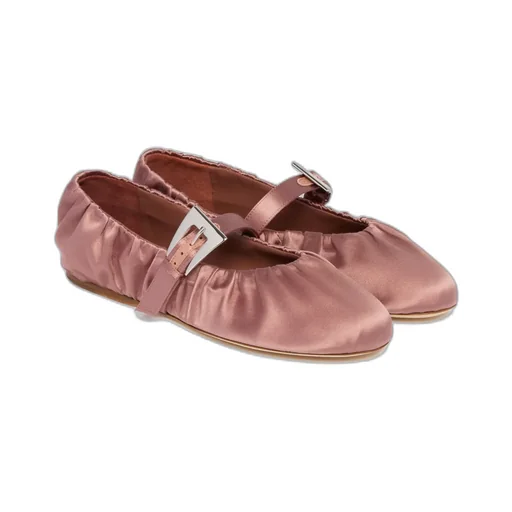 Paris Texas Sveva Plisse Buckle Ballet Flats