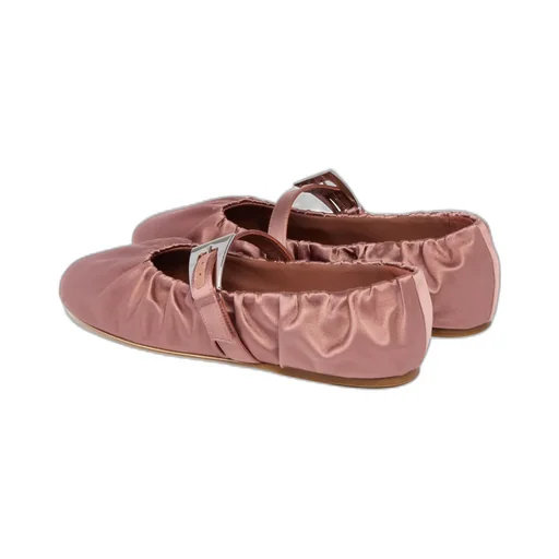 Paris Texas Sveva Plisse Buckle Ballet Flats