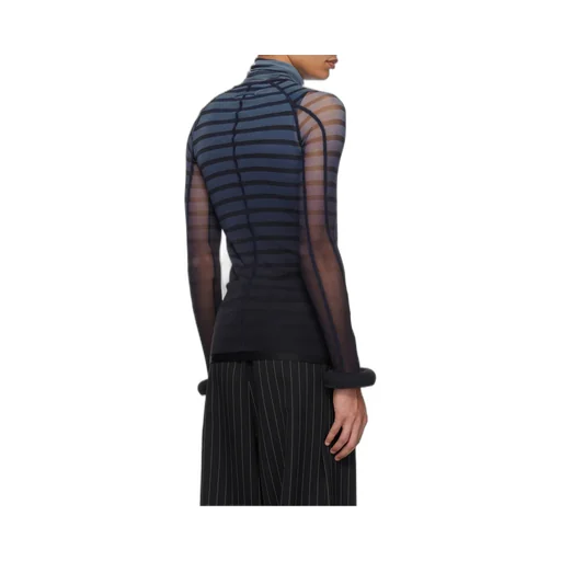 Black & Blue Top The 3D Striped