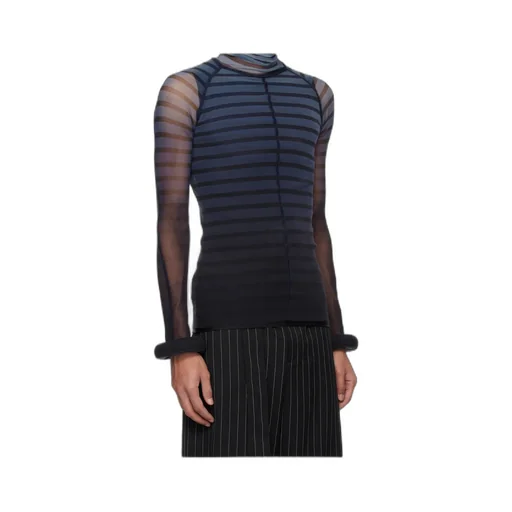 Black & Blue Top The 3D Striped