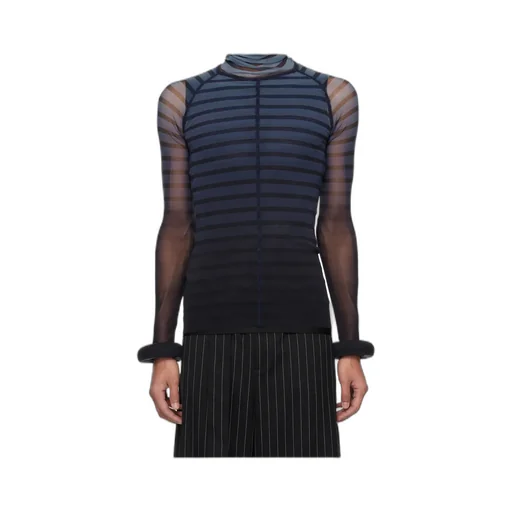 Black & Blue Top The 3D Striped