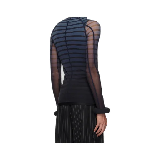 Black & Blue Top The 3D Striped