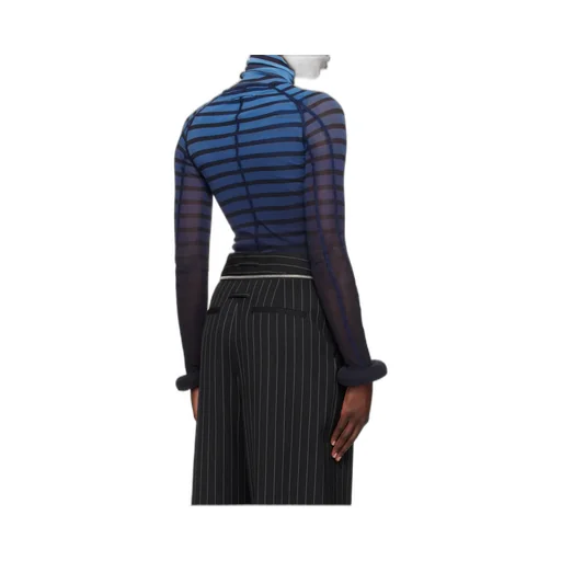 Black & Blue Top The 3D Striped