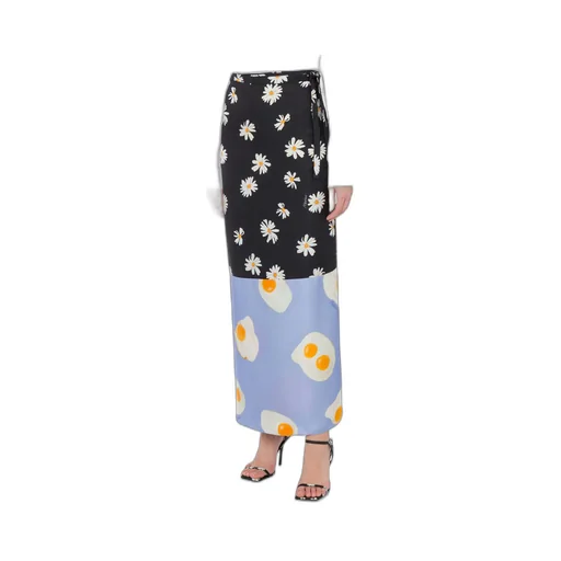 Moschino Long Twill Patchwork Skirt
