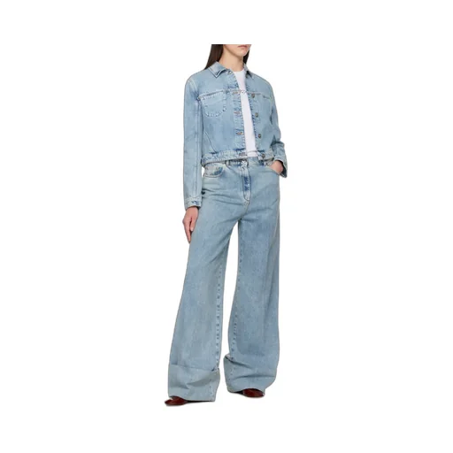 Lanvin Wide-Leg Cuffed Denim Jeans