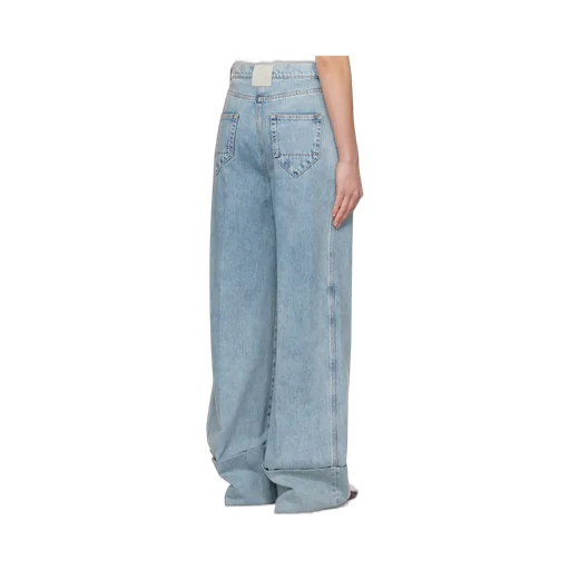 Lanvin Wide-Leg Cuffed Denim Jeans