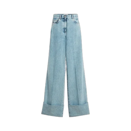 Lanvin Wide-Leg Cuffed Denim Jeans