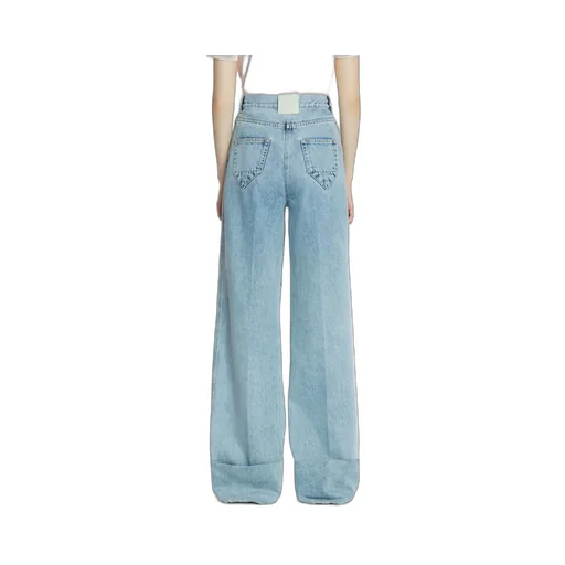 Lanvin Wide-Leg Cuffed Denim Jeans