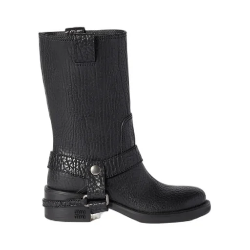 Miu Miu Moto Round-Toe Boots