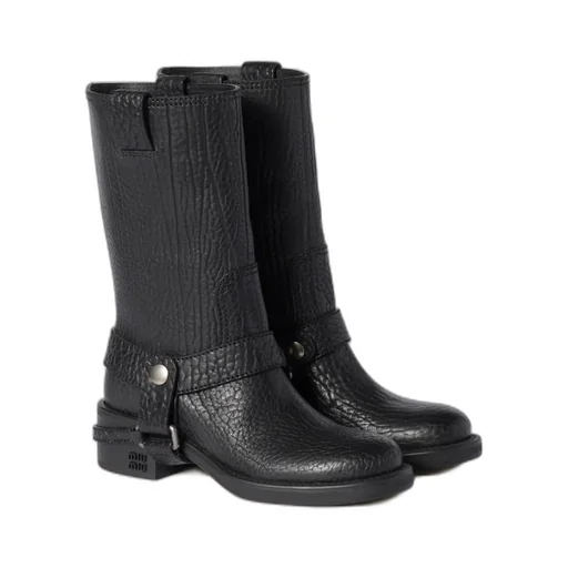 Miu Miu Moto Round-Toe Boots