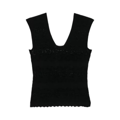 Twinset U-Neck Pointelle-Knit Top