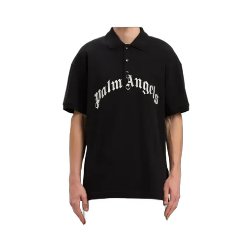 Palm Angels Curved Logo Embroidered Polo Shirt