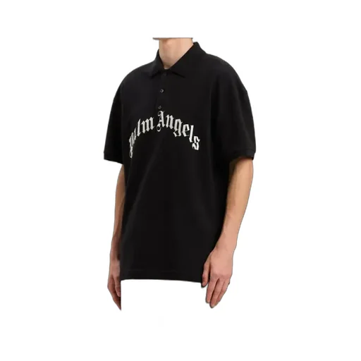 Palm Angels Curved Logo Embroidered Polo Shirt