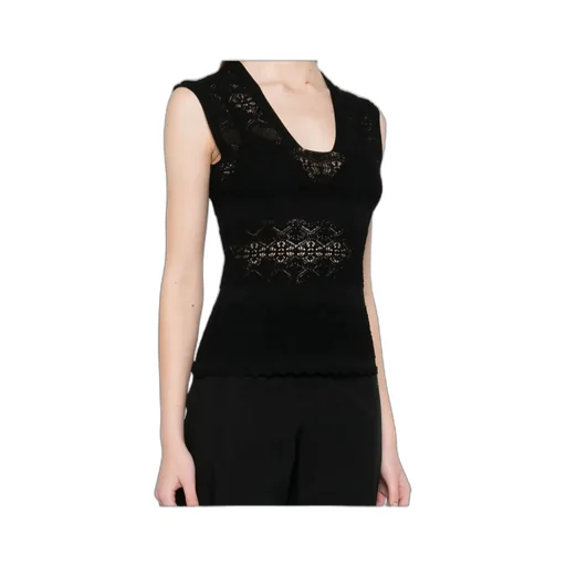 Twinset U-Neck Pointelle-Knit Top