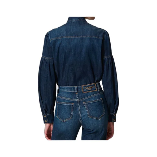Twinset Pussy Bow Denim Shirt