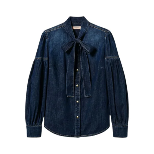Twinset Pussy Bow Denim Shirt