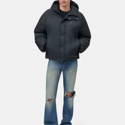 Amiri Hooded Down Jacket - Black