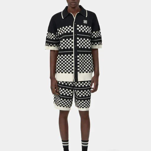 Checkered Mesh Short - Black