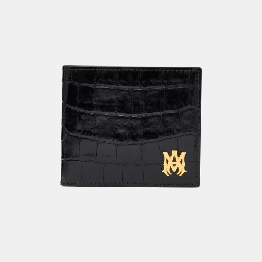 Croc Embossed Bifold - Black