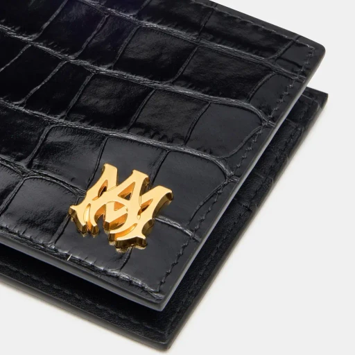 Croc Embossed Bifold - Black