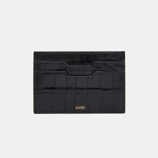 Croc Embossed Card Holder - Black