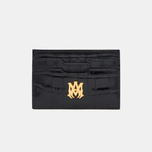 Croc Embossed Card Holder - Black