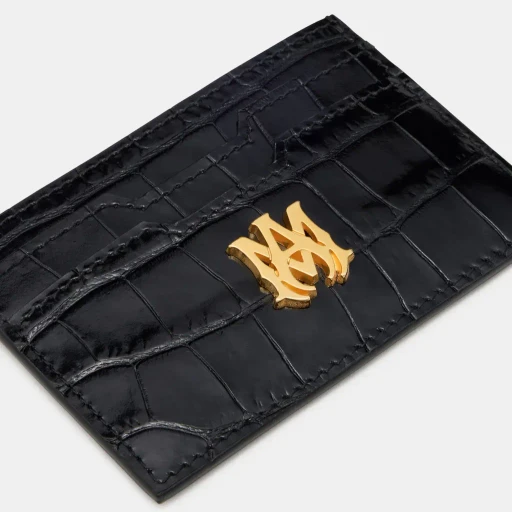 Croc Embossed Card Holder - Black