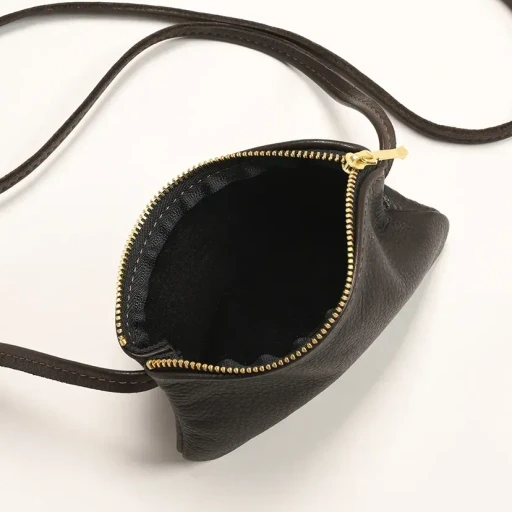 6 Inch Zippered Pouch With Leather Code
