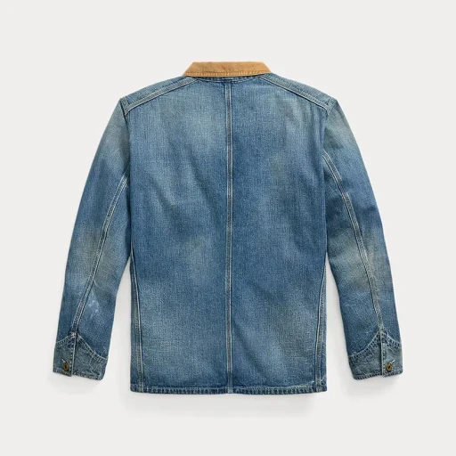 Corduroy-Collar Indigo Denim Jacket