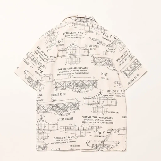 Aeroplane-Print Linen Camp Shirt