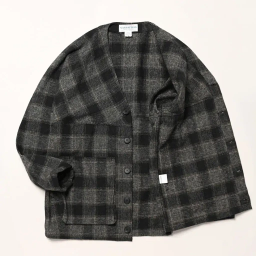 Digs Crew Cardie Jacket - Cotton Tweedy Check