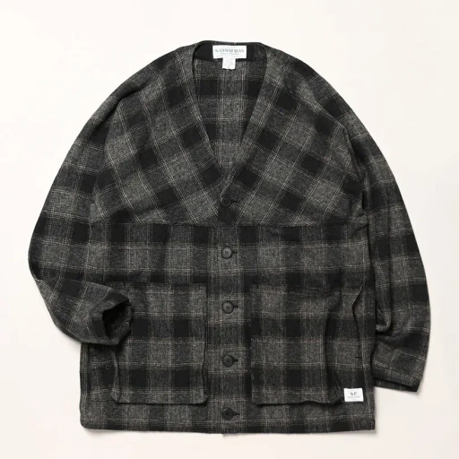 Digs Crew Cardie Jacket - Cotton Tweedy Check