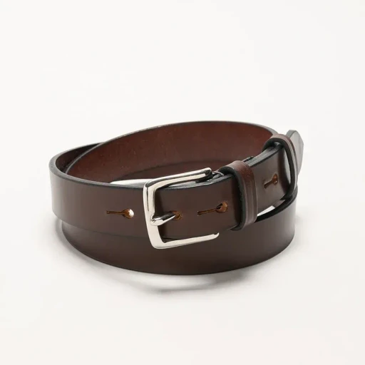 1 Inch West End Buckle Saddle Leather Belt - Nickel