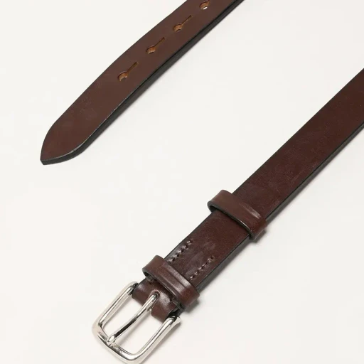 1 Inch West End Buckle Saddle Leather Belt - Nickel