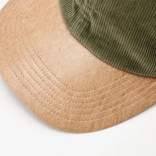 Corduroy & Faux Leather 6Panel Cap