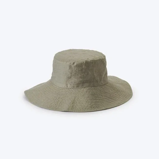 W-251357 Linen Rayon Wide Brim Bucket Hat