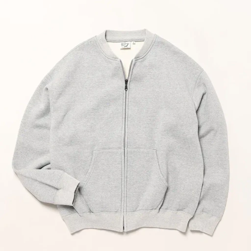 Front Zip Densely Knit Sweat Shirt