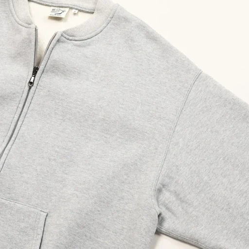 Front Zip Densely Knit Sweat Shirt