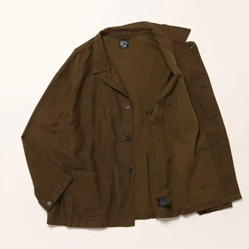 Cotton Linen Moleskin Relax Fit Simple Work Jacket