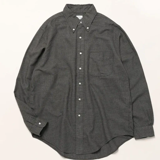 Standard Button Down Shirt Soft Subtly Brushed Mini Check
