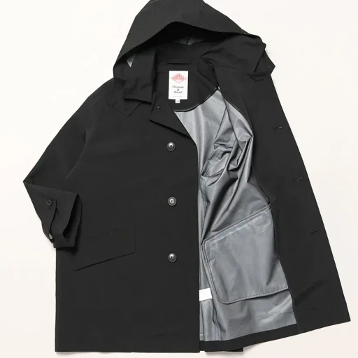 3-Layer Cloth Hooded Balmacaan Coat