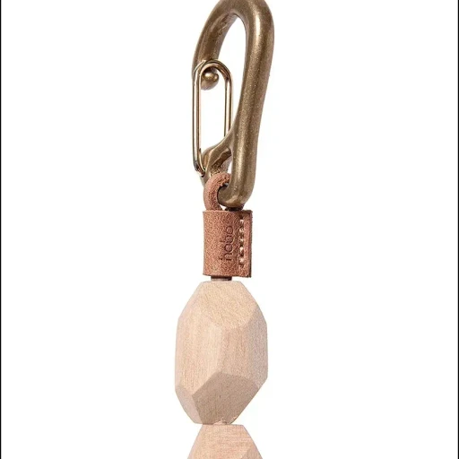 Geometric Wood Beads Key Ring With Brass
