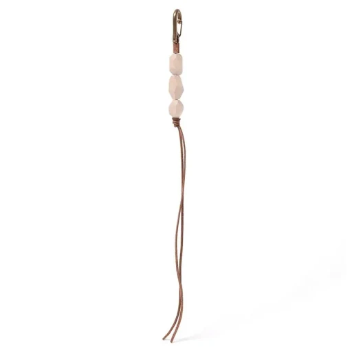 Geometric Wood Beads Key Ring With Brass