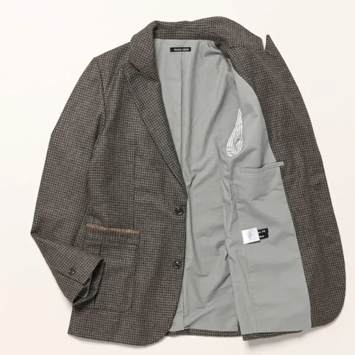 Grey Dogtooth Wool 2B Jacket + Edge Detail