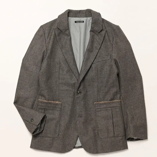 Grey Dogtooth Wool 2B Jacket + Edge Detail
