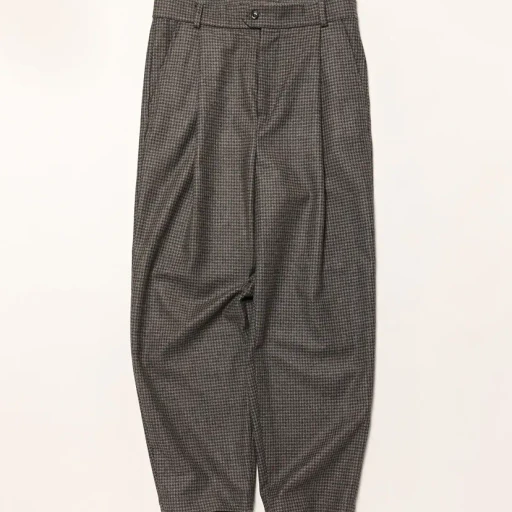 Grey Dogtooth Wool 1Tuck Trouser + Edge Detail