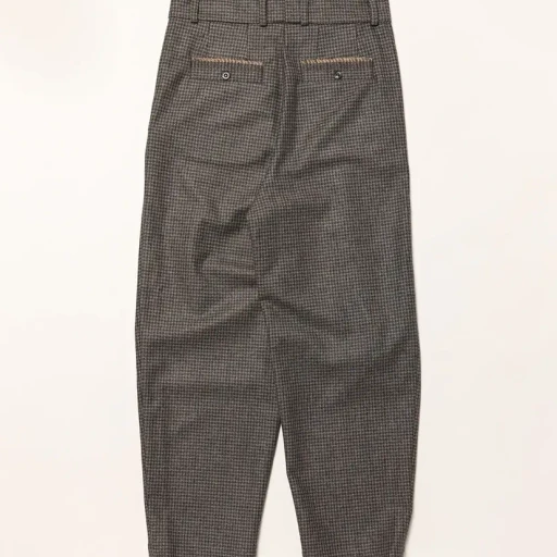 Grey Dogtooth Wool 1Tuck Trouser + Edge Detail